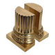 A pair of brass bookends representing columns.