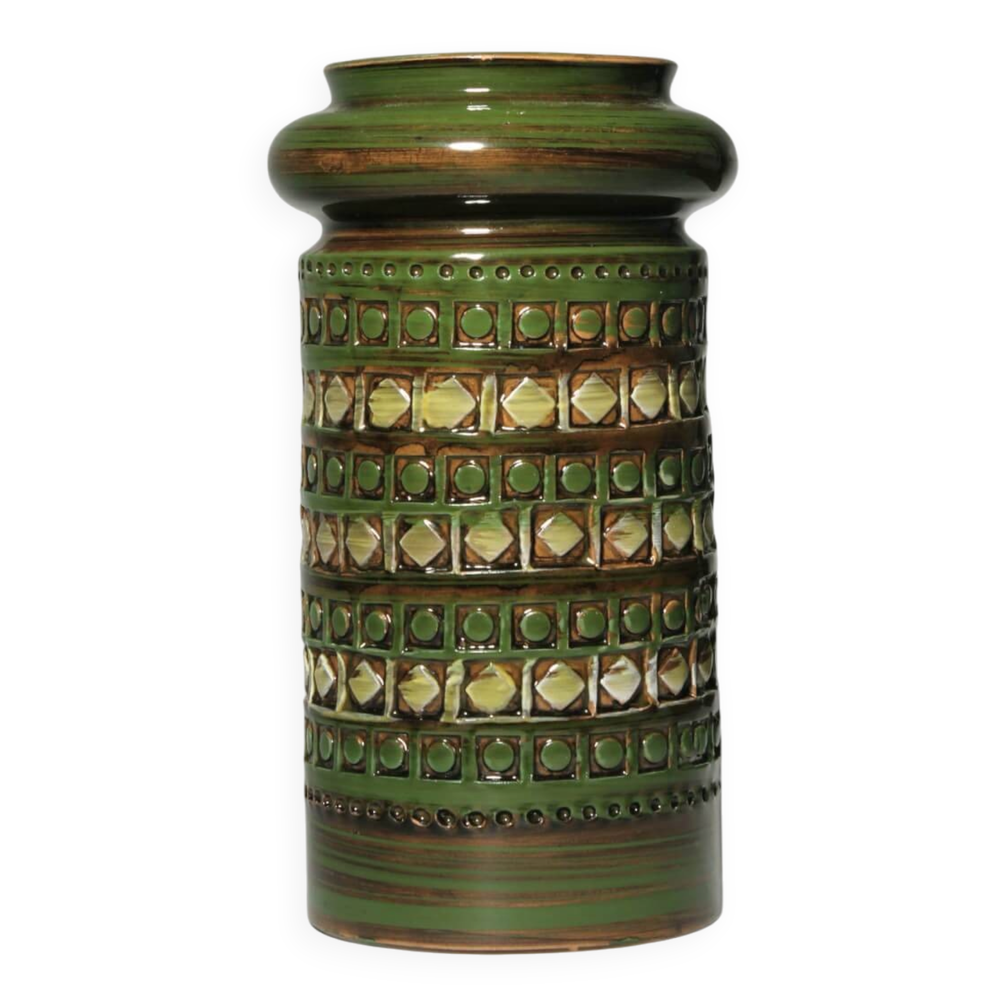 Aldo Londi "Rimini" Ceramic Green Vase, For Bitossi, 1960s