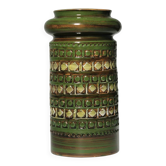 Aldo Londi "Rimini" Ceramic Green Vase, For Bitossi, 1960s