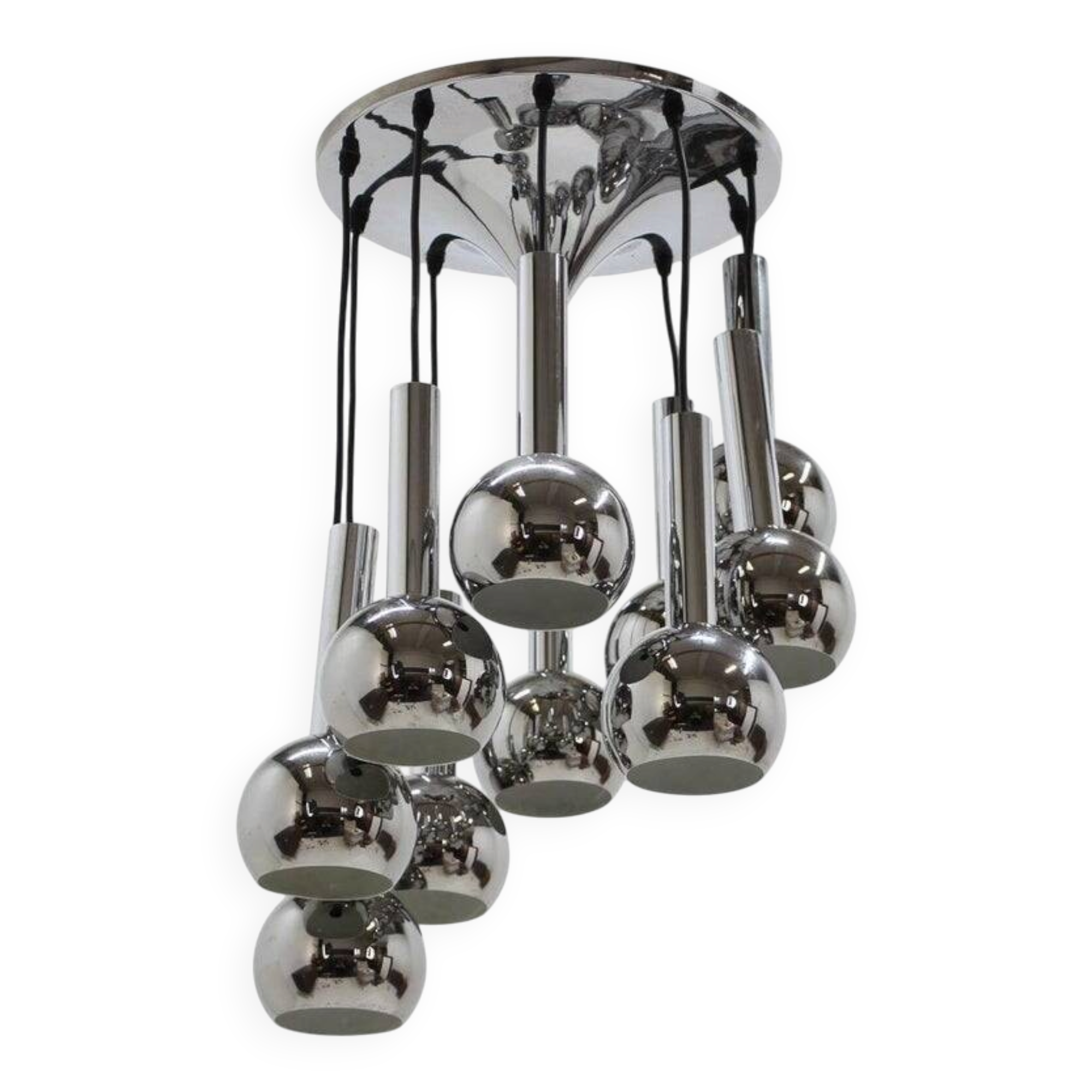 Beautiful cascade chrome pendant, 1970s