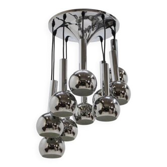 Beautiful cascade chrome pendant, 1970s