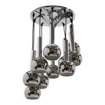 Beautiful cascade chrome pendant, 1970s