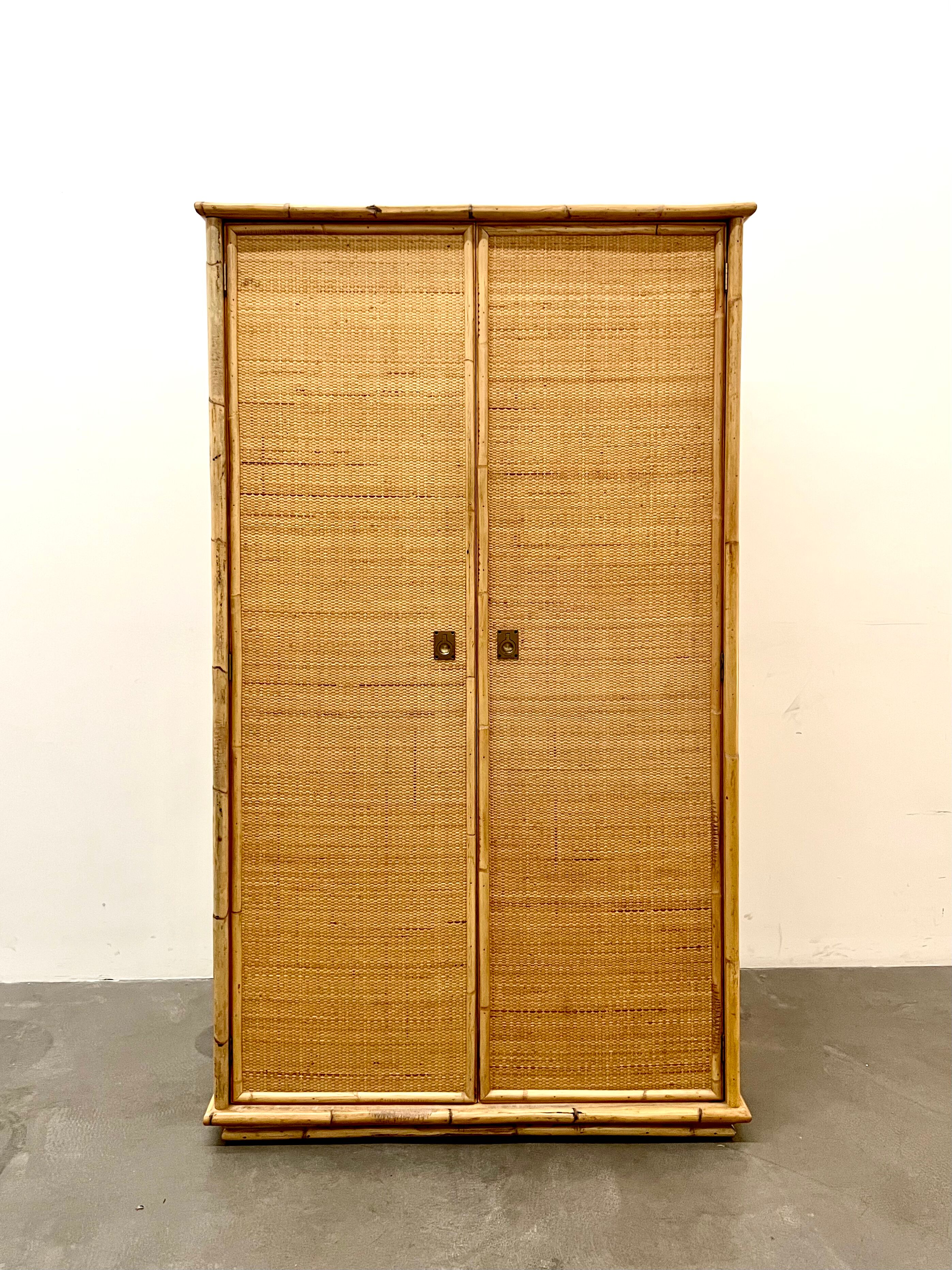 Vintage rattan cabinet Dal Vera Italy 1970