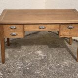 Solid desk in raw oak handles art deco shells
