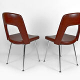Pair of chairs in chrome and skaï, circa 1960