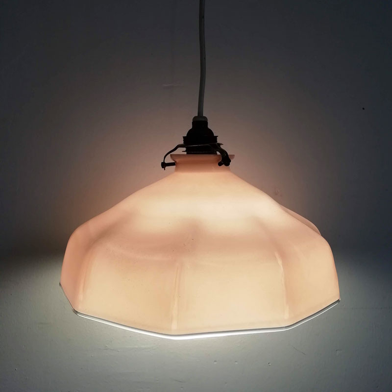 Pink opaline glass hanging lamp