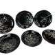 Fish service Vallauris 13 pieces black lacquer fish decor 1950s
