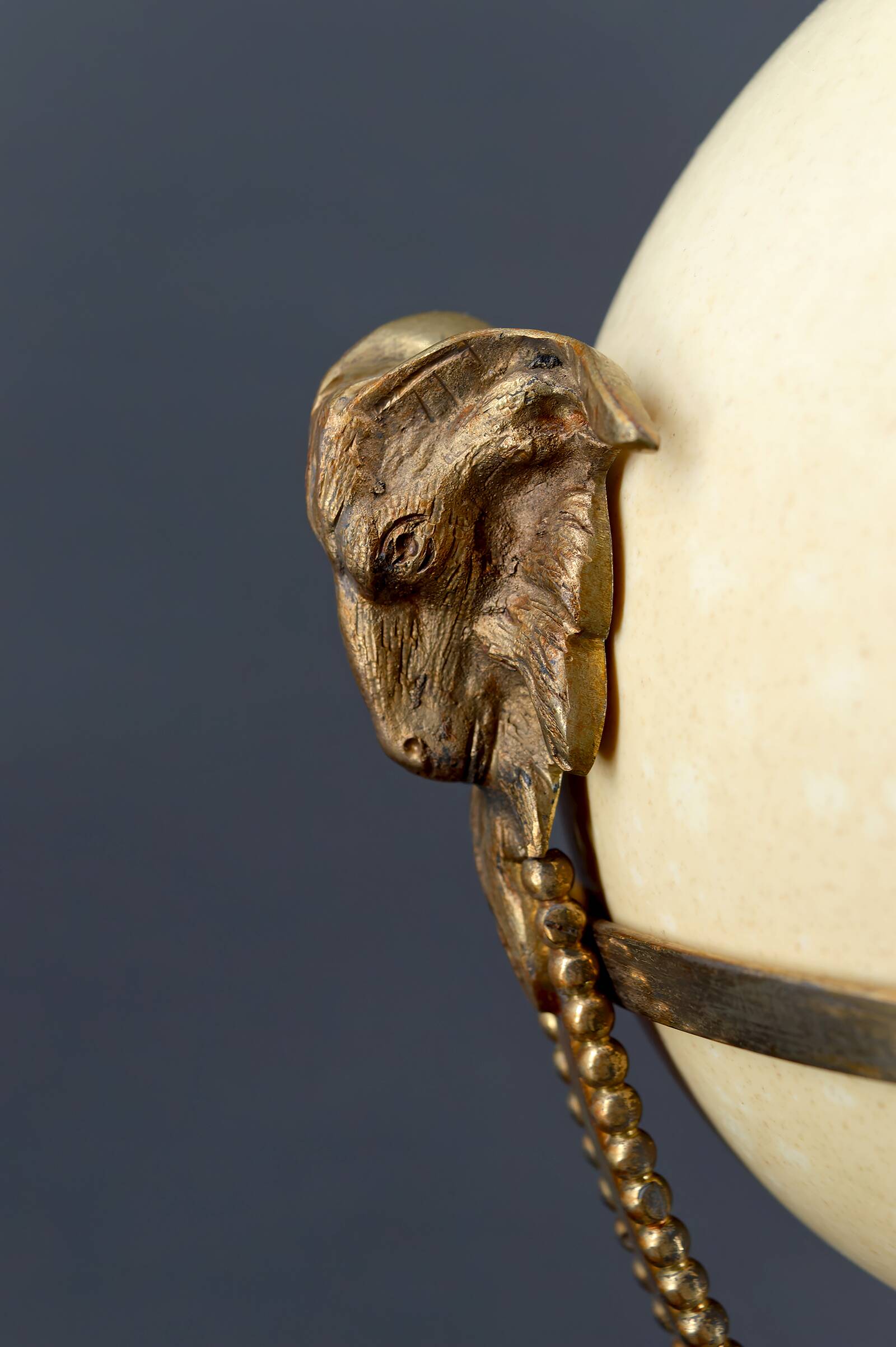Neoclassical Lamp, Ostrich Egg & Bronze Animal Mount, c. 1900