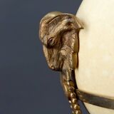 Neoclassical Lamp, Ostrich Egg & Bronze Animal Mount, c. 1900