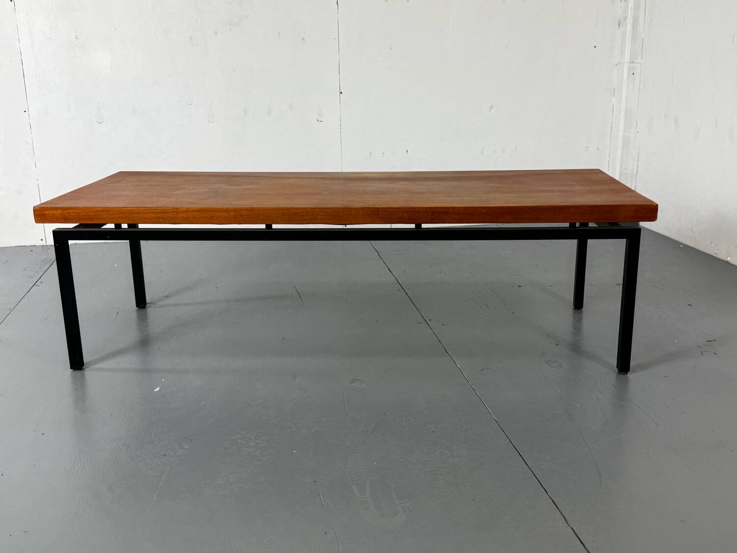 Minimalistic Mid Century Modernist Teak and Steel Coffee Table, 1960s