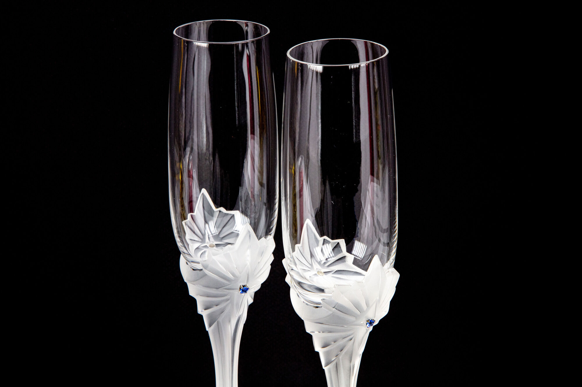 2 crystal champagne flute signed Faberge model "the north star"