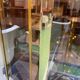 Exhibition showcase in gold-plated chrome and smoked glass - work from the 1980s.