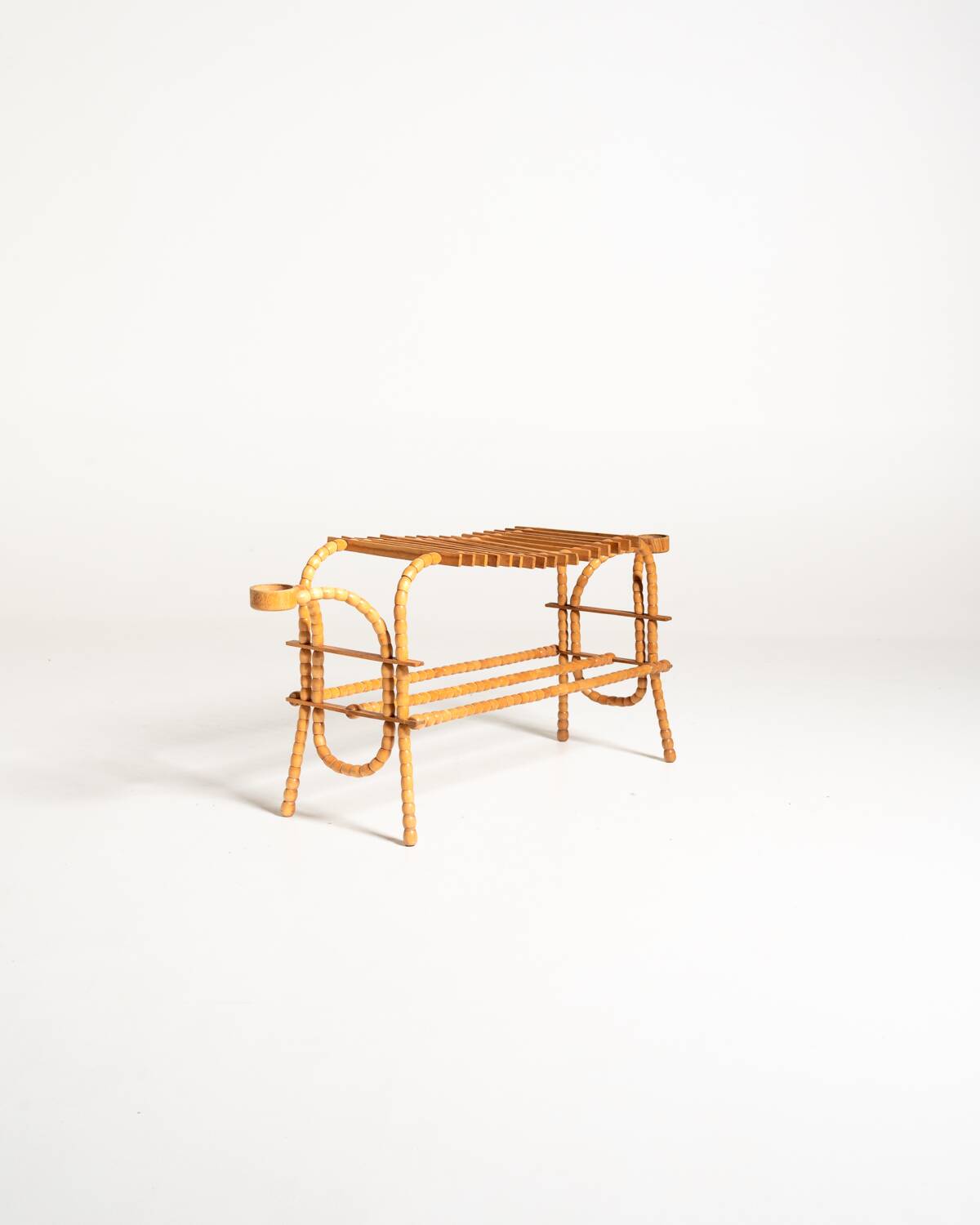 Scandinavian birch and elm flower stand, 1940s