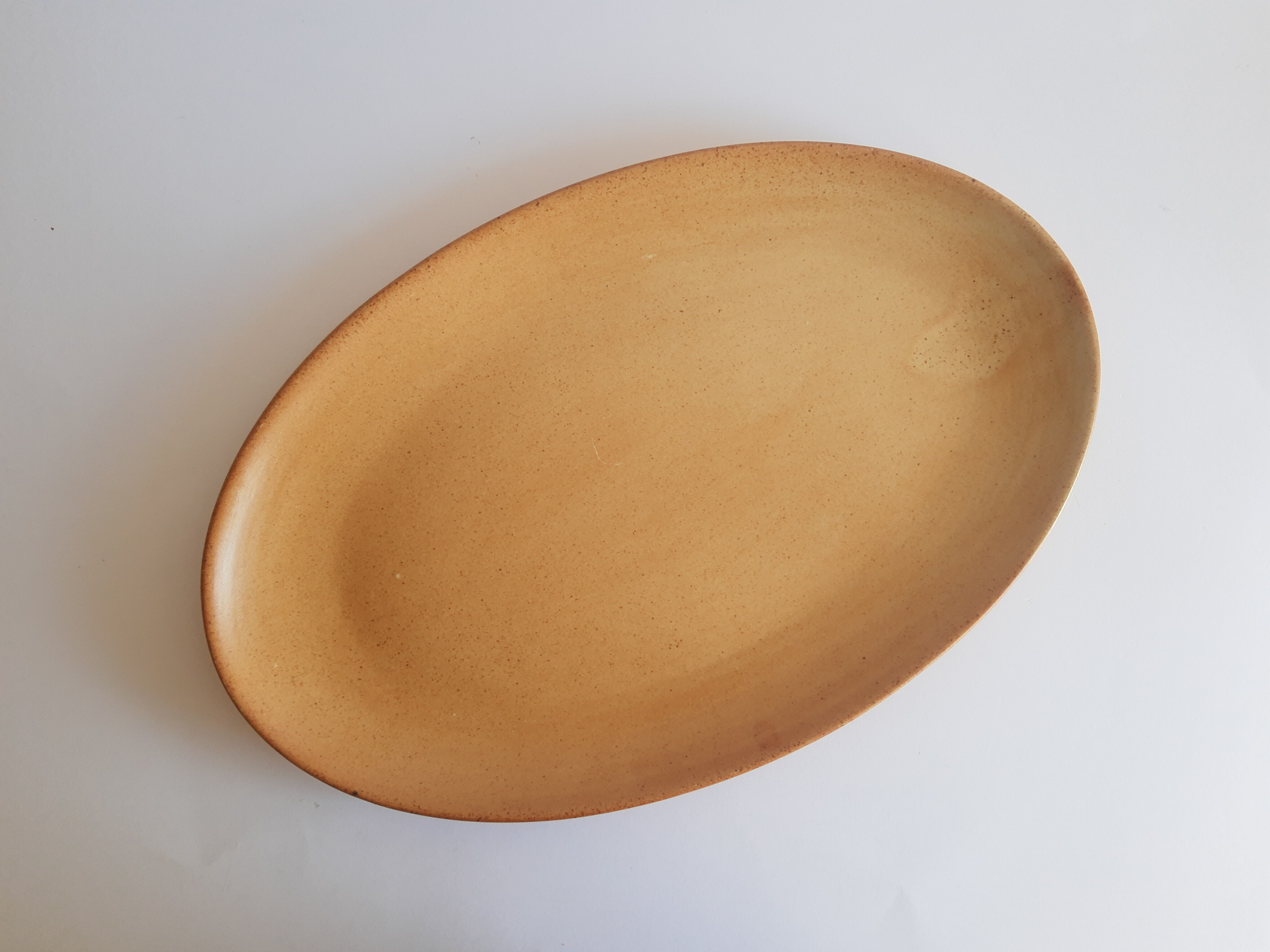 Oval stoneware dish Cnp gres village France vintage