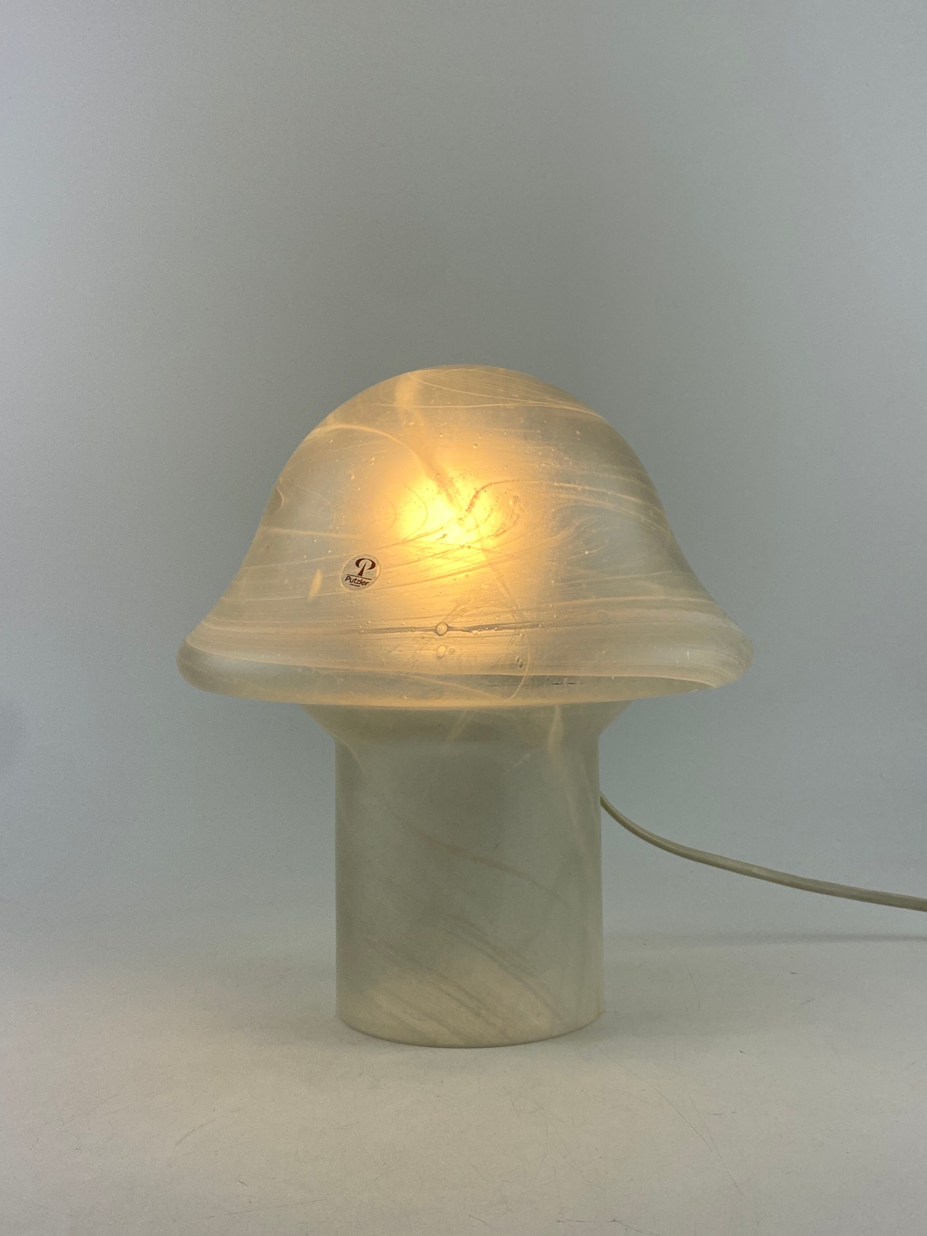 White clear glass peill and putzler mushroom table lamp