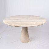 Pedestal dining table in travertine, Stone International, Italy, 1970s