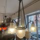 Pierre Gilles, beautiful art deco chandelier circa 1930 in bronze and molded glass