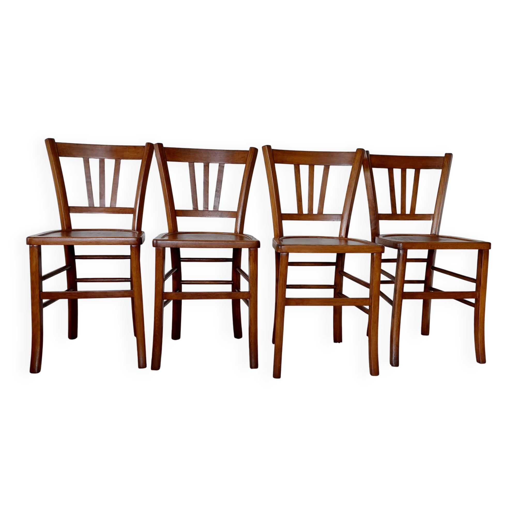 Set of 4 vintage bistro chairs in wood - brasserie style
