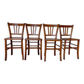 Set of 4 vintage bistro chairs in wood - brasserie style