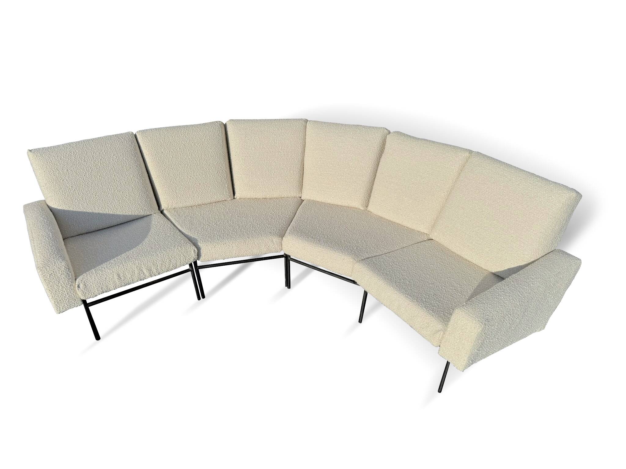 Rare panoramic sofa and two armchairs “G10” set by Pierre Guariche