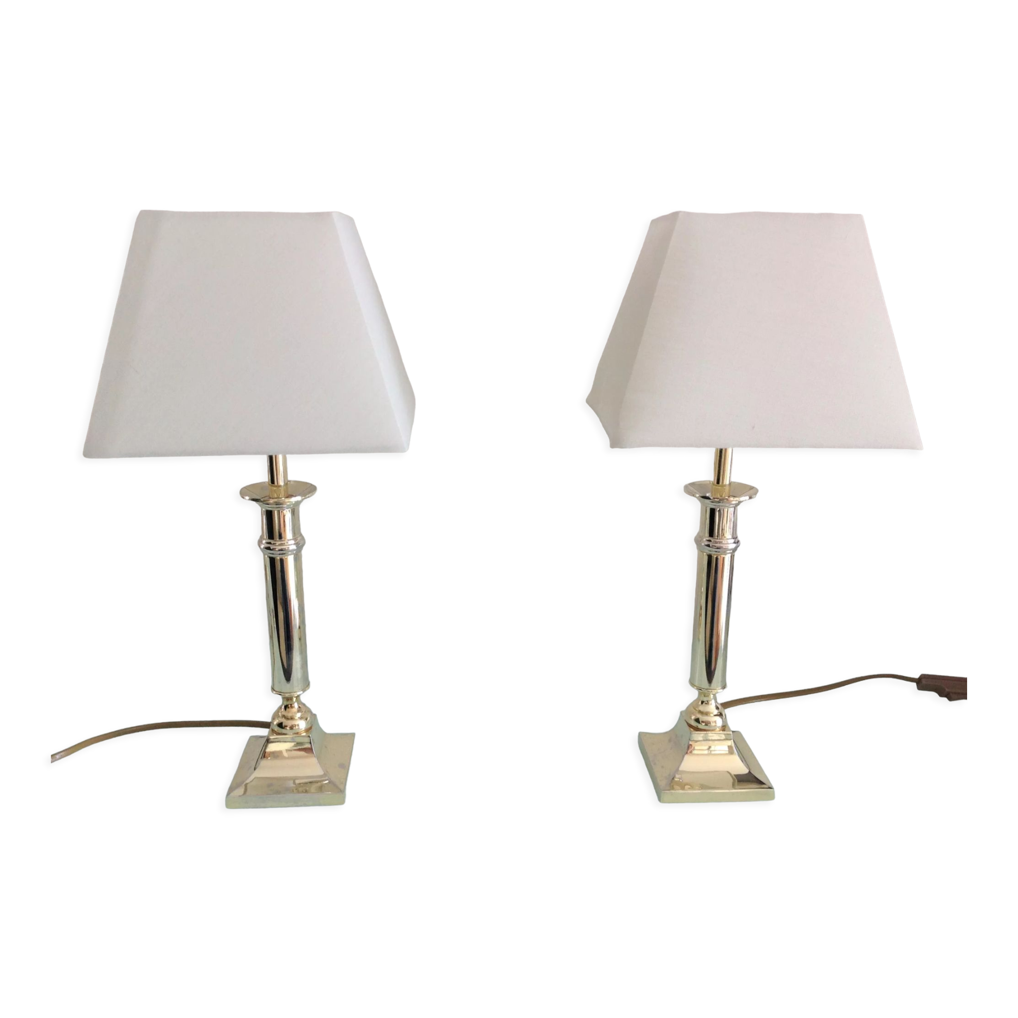 Pair of brass lamps art deco style 60s-70s