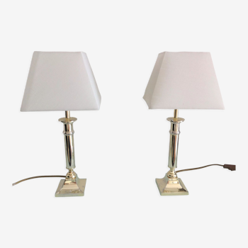 Pair of brass lamps art deco style 60s-70s