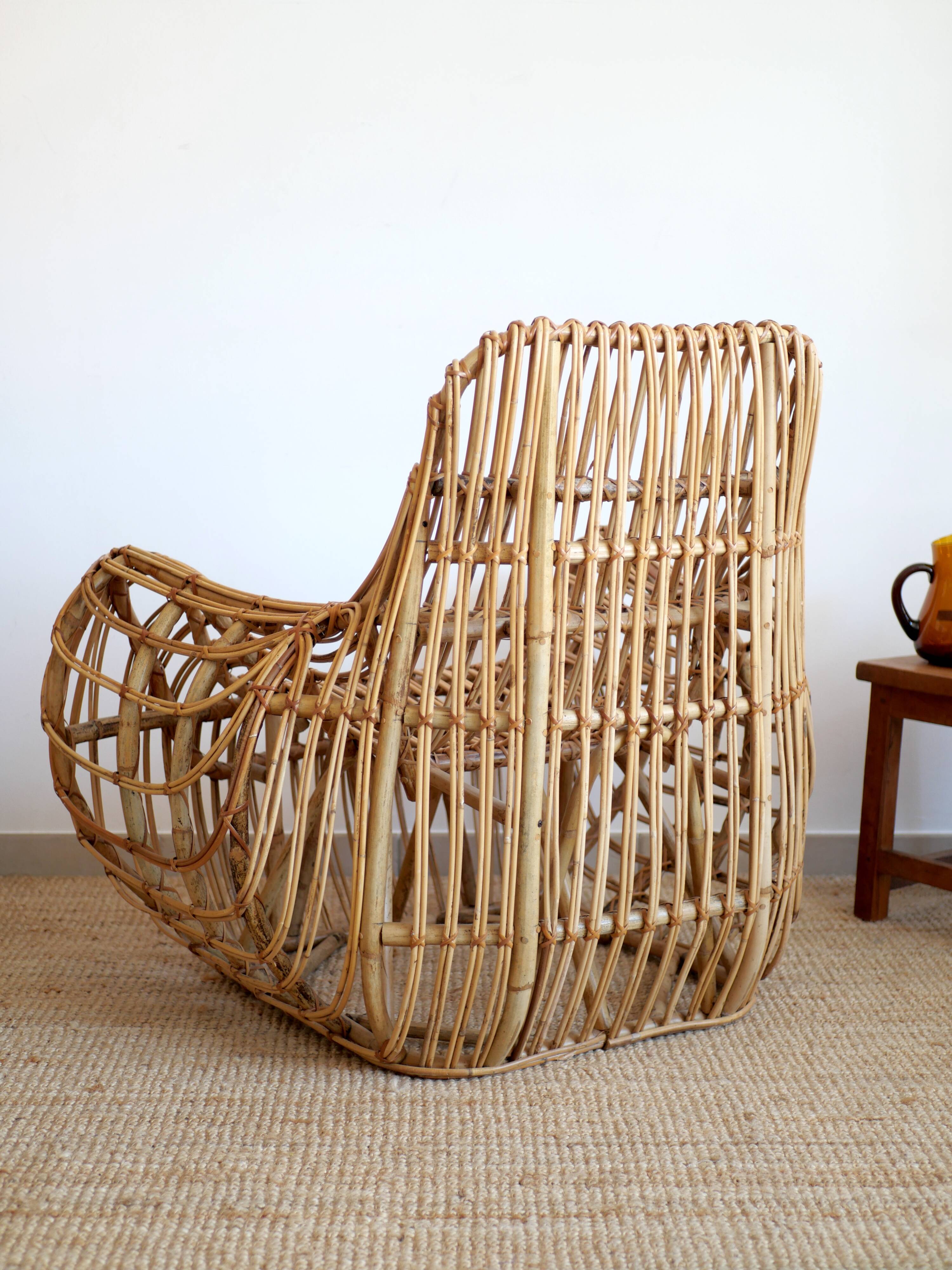 Designer rattan armchair