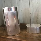 Guilloché silver metal oval cigar box