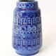 Vintage Scheurich Inka Vase, Blue Ceramic, West Germany