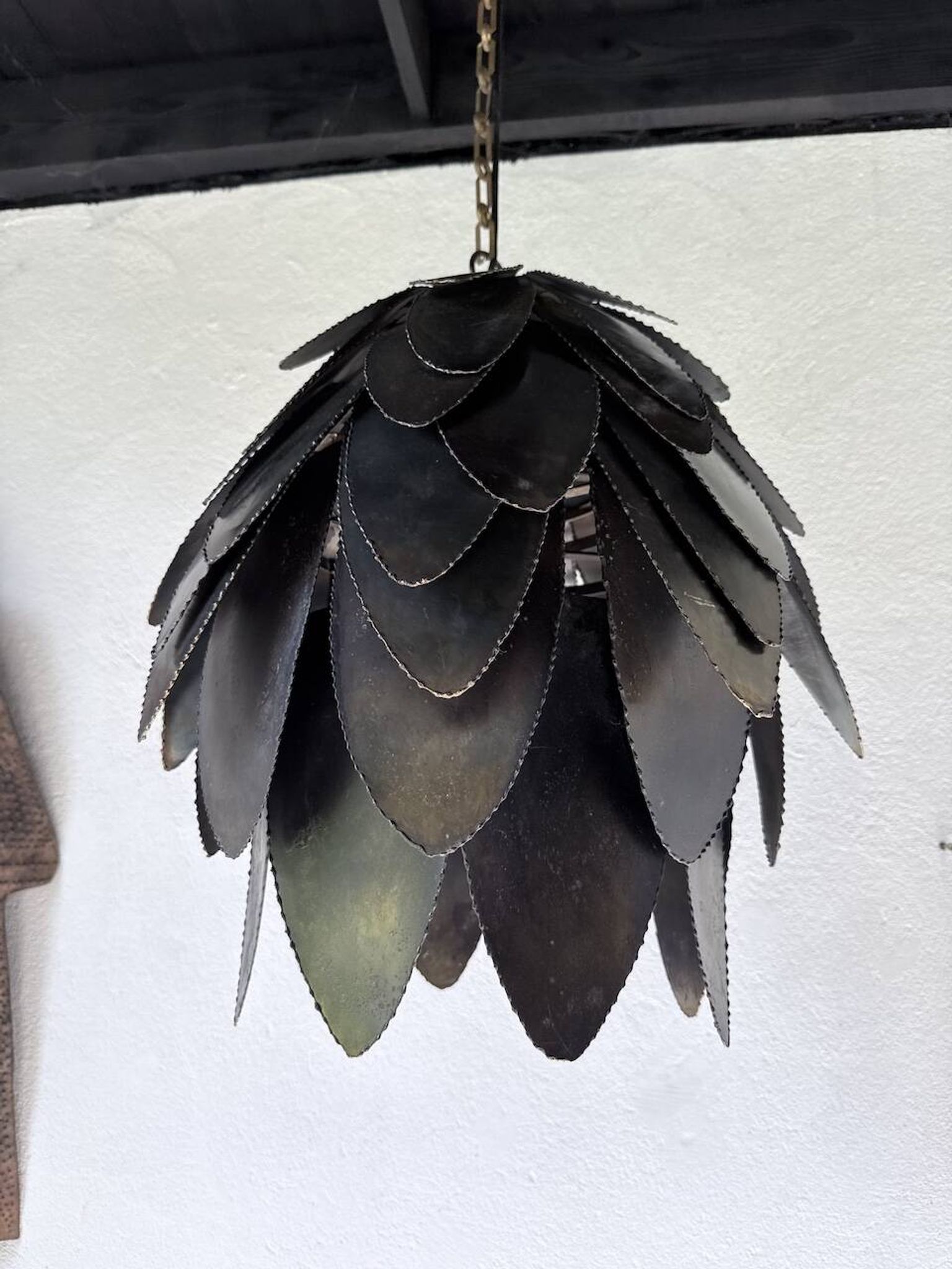Brutalist suspension Jansen metal welded flower