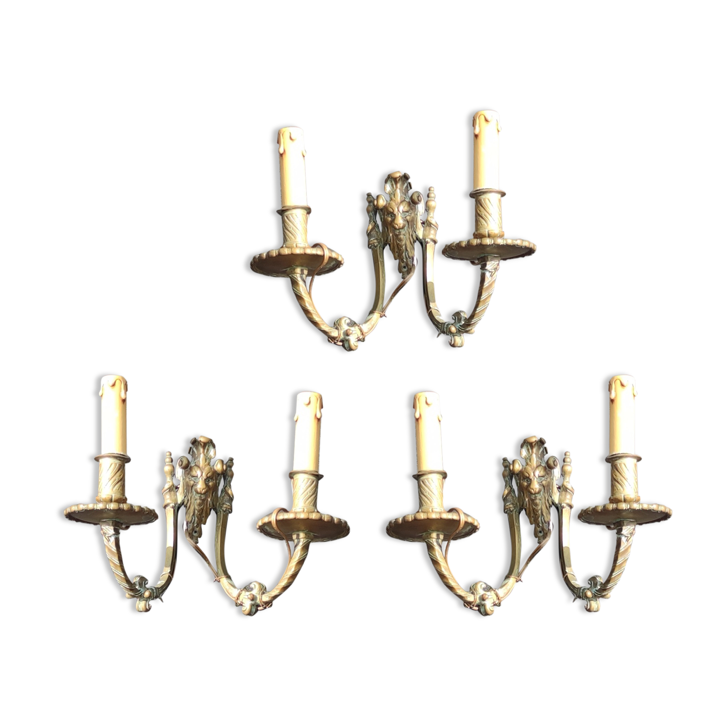 Series d e 3 applied in bronze/lion's head