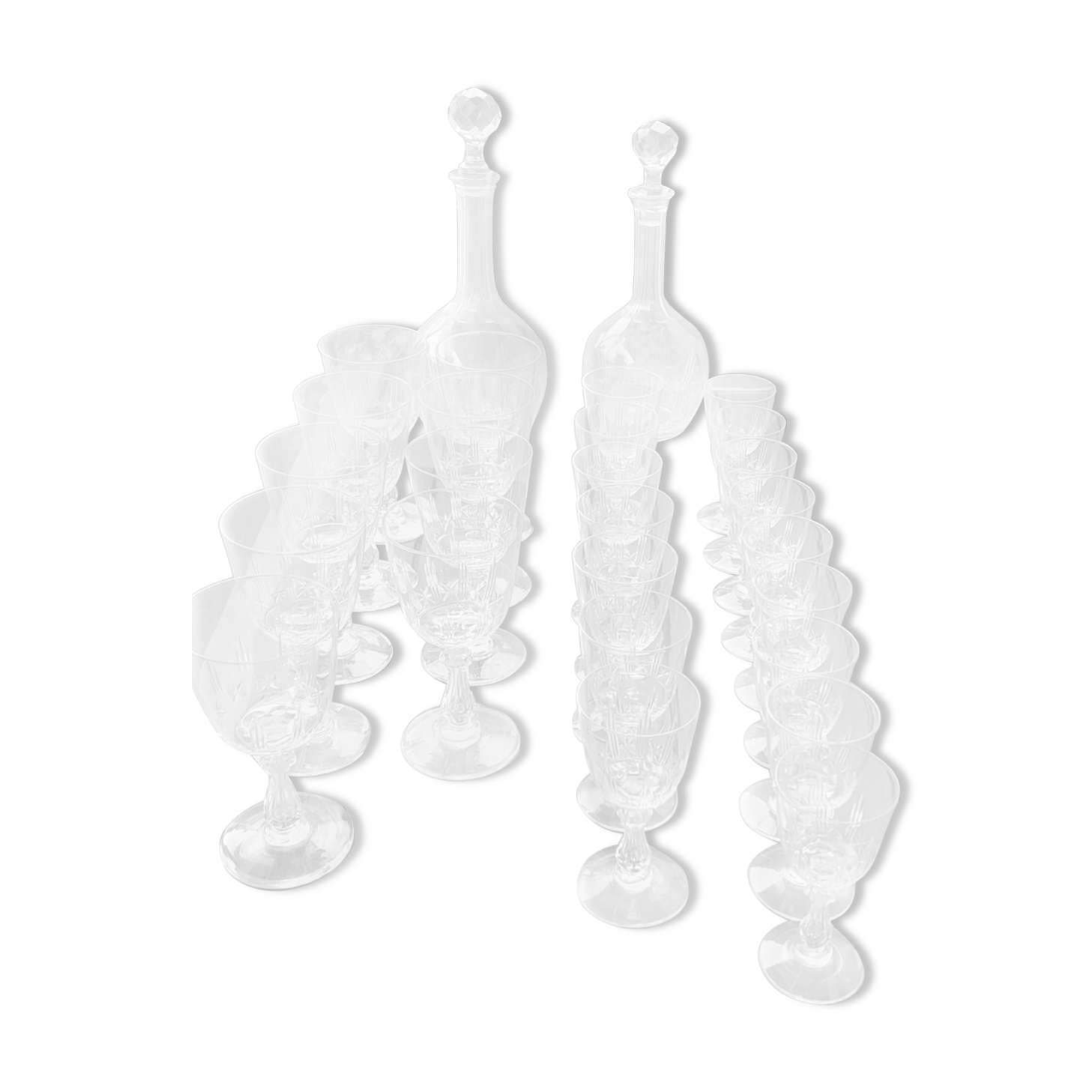 Service 25 glasses and 2 carafe in crystal