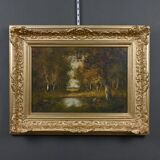 Tableau « Mare sous les Bois » signé A. Salvignac – Début XXe