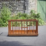 Folding wooden baby park on wheels, vintage park