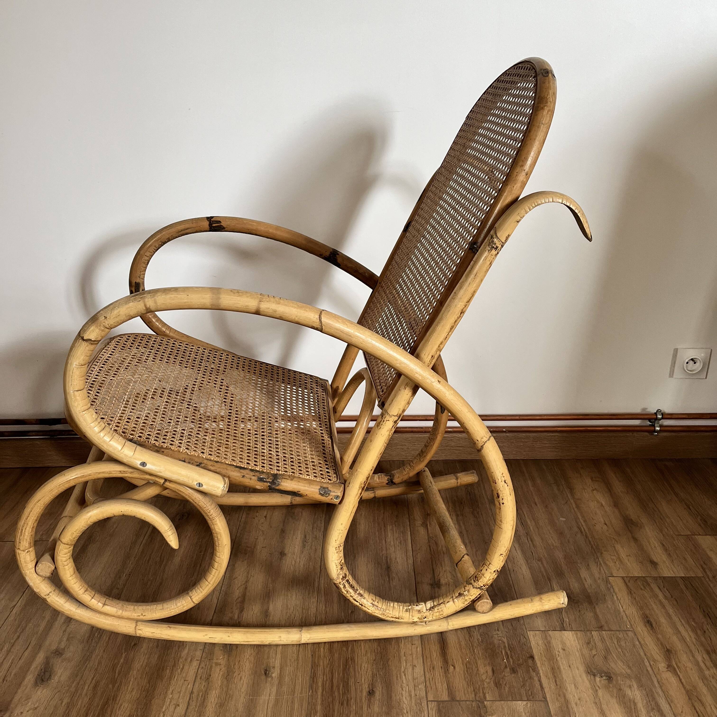 Adult model rattan rocking chair