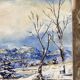 Ancient painting, winter landscape in Auvergne, signed, 20th century