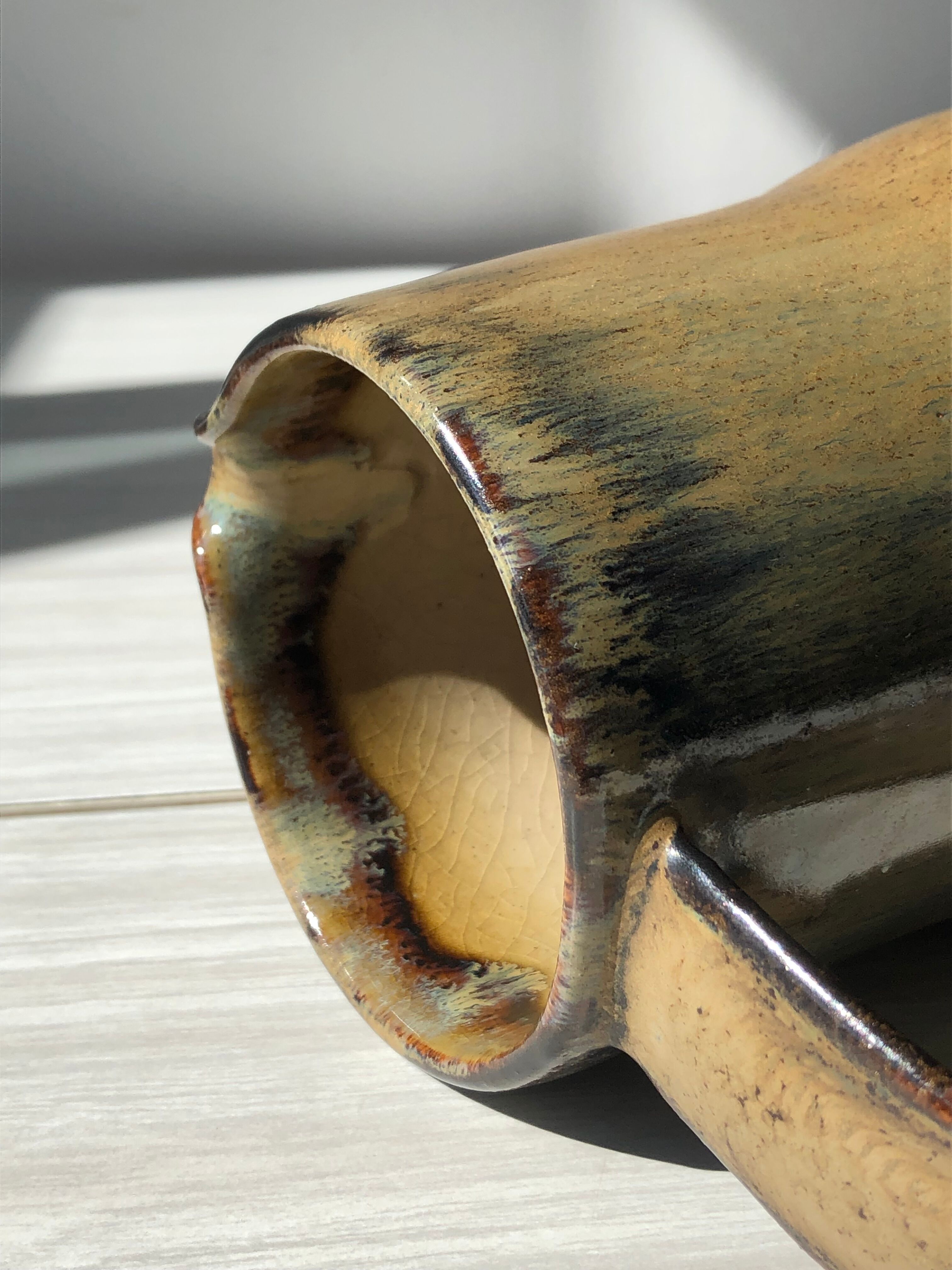 Ceramic spout decanter, brightly coloured and trendy