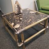 Table basse en marbre et métal, années 70