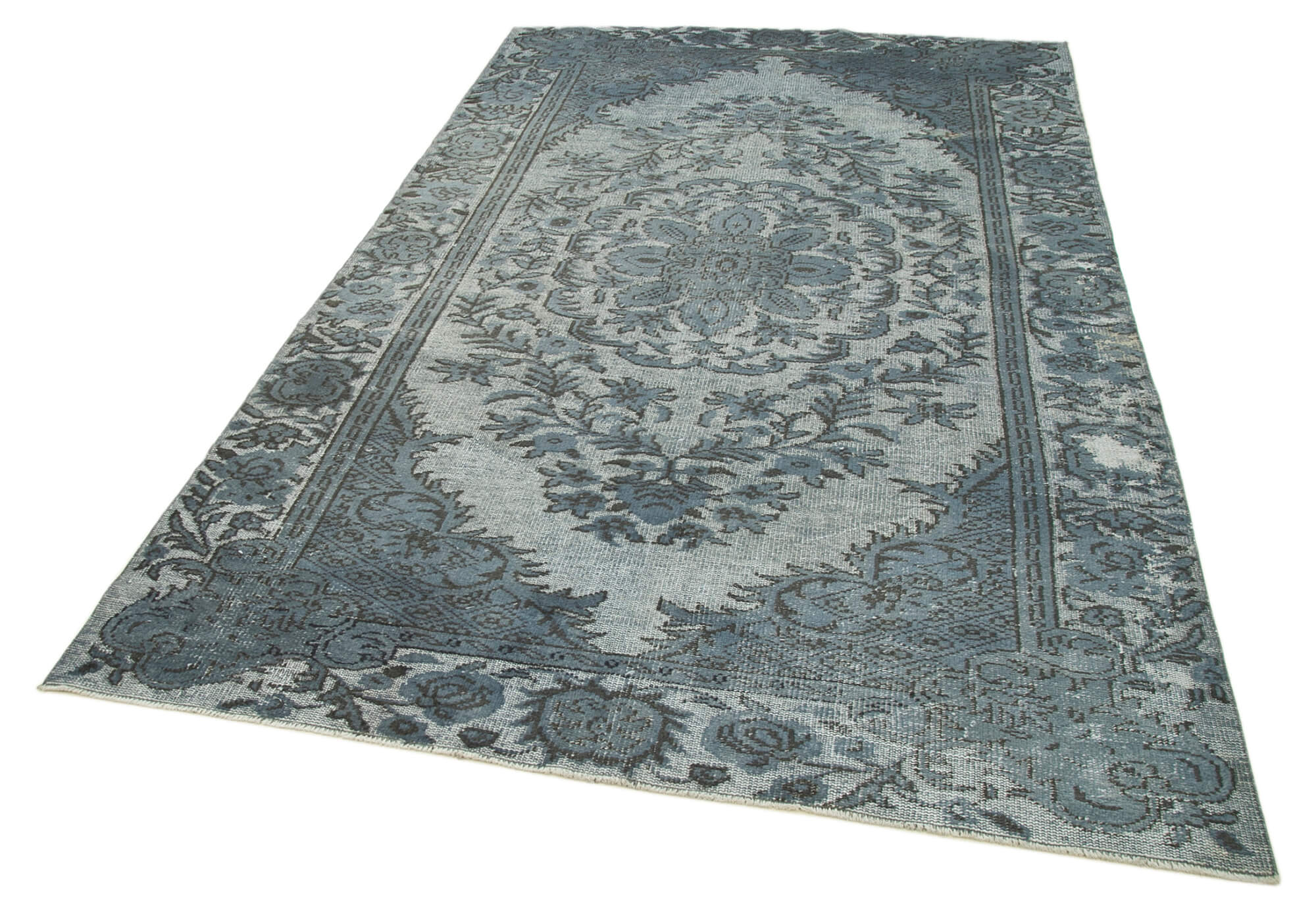 Handmade antique turkish 1970s 180 cm x 290 cm grey carpet