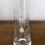 5 vintage shot, liqueur, digestive glasses, with transparent glass handle engraved with a rose