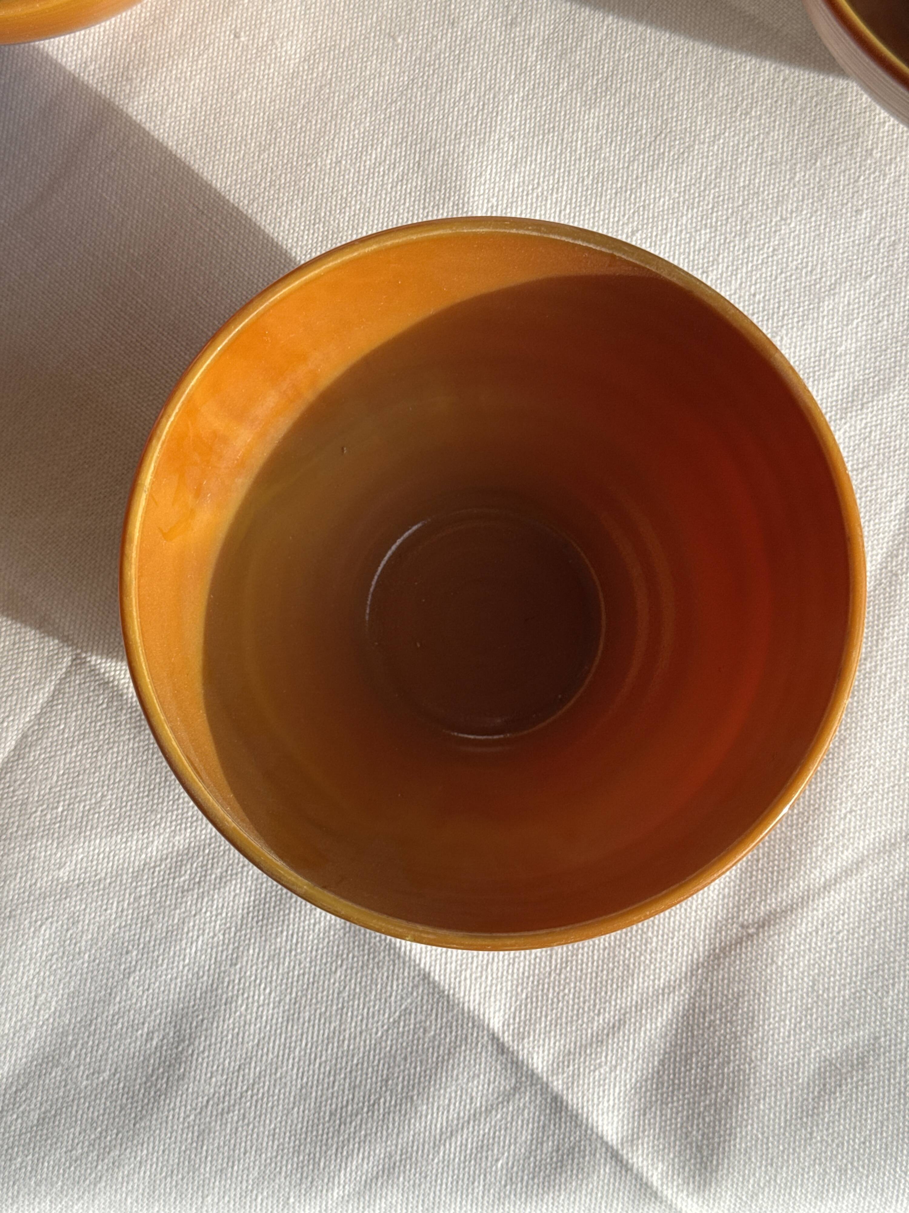 Lot de 4 petits bols marrons en verre H12 D13