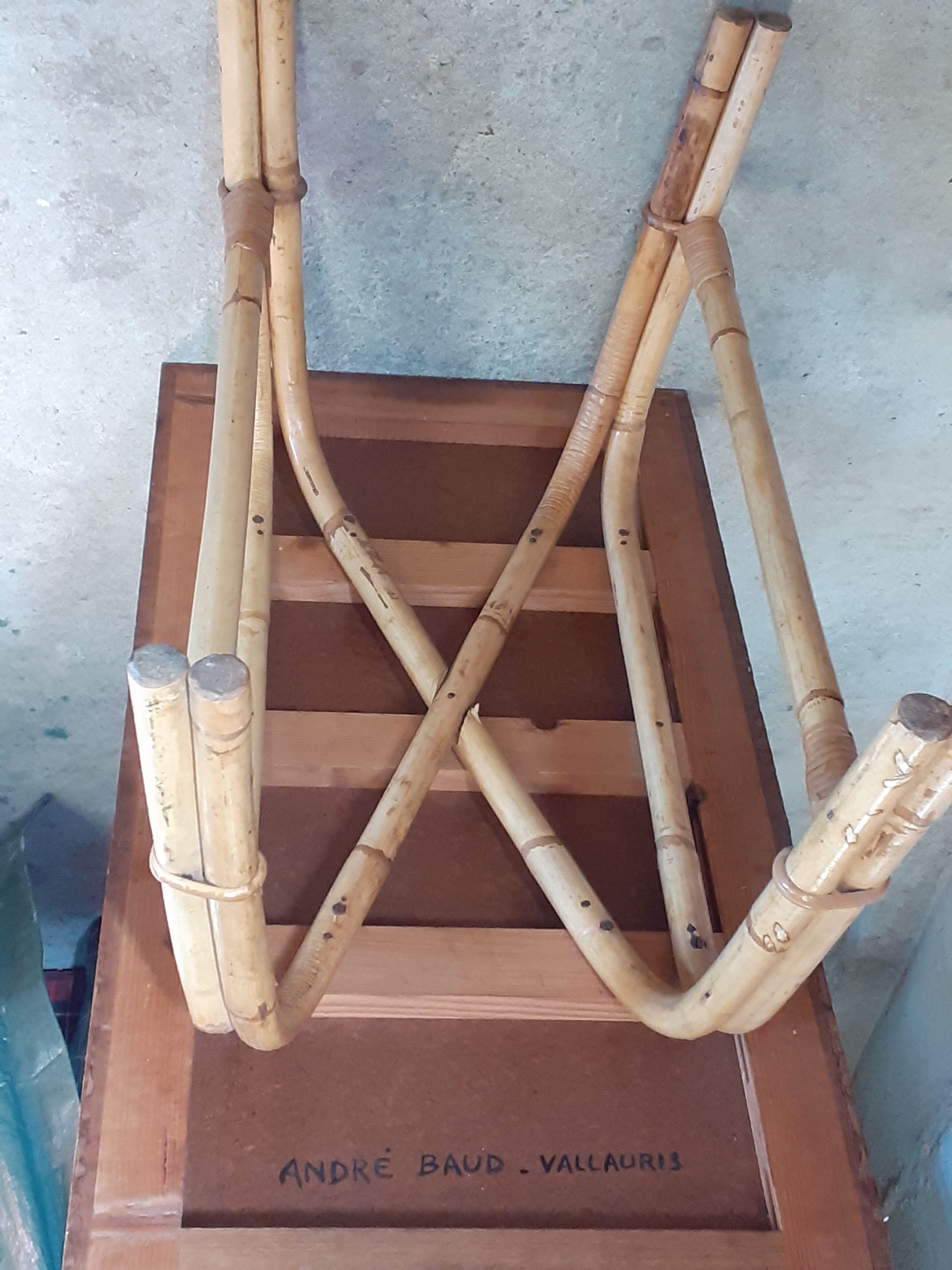 Signed rattan coffee table