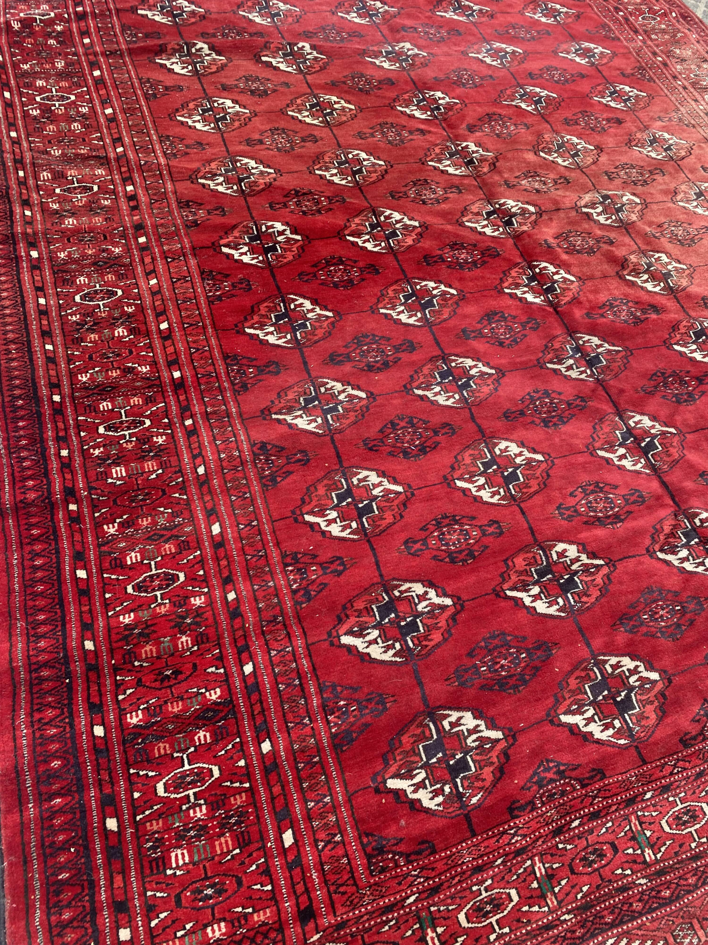 Nice big vintage carpet Bokhara handmade 200x282 cm