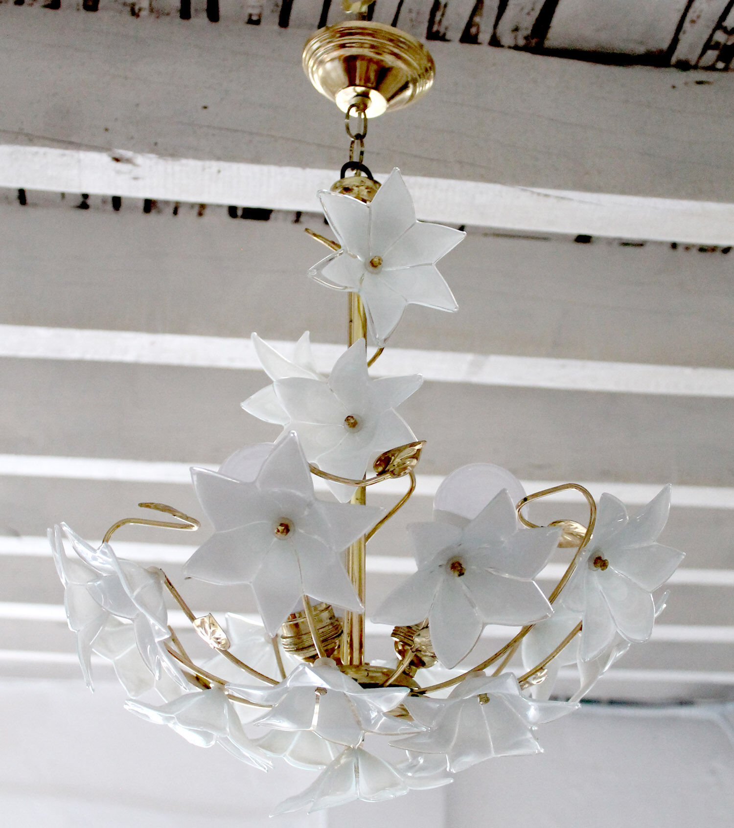 Murano and brass glass flowers