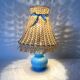 Chatard blue opaline bedside lamp, hook lampshade