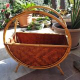 Large vintage rattan/bamboo magazine  rack Italian