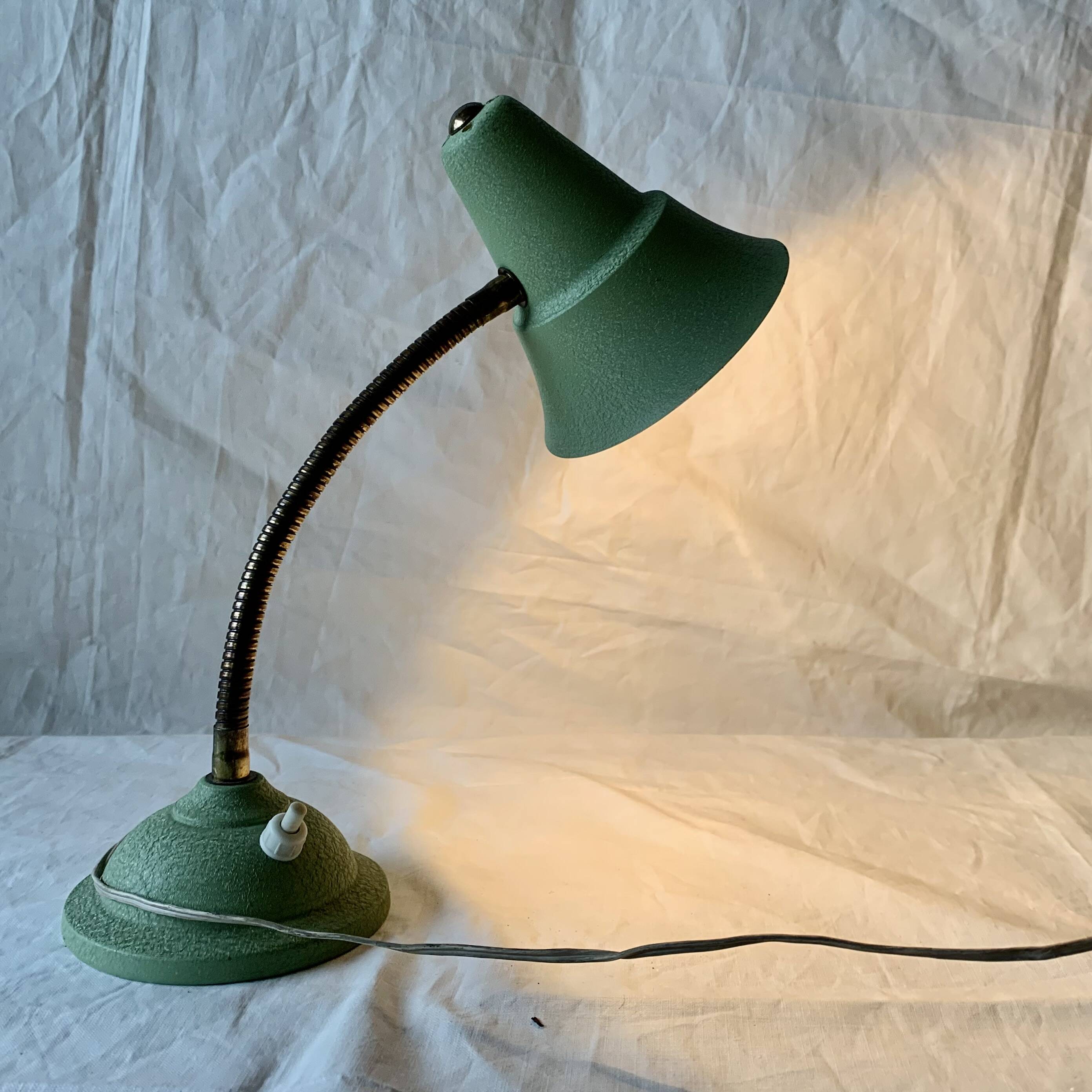 Metal and brass cocotte desk lamp - 1950