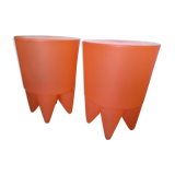Pair of Bubu 1st orange stools by Philippe Starck