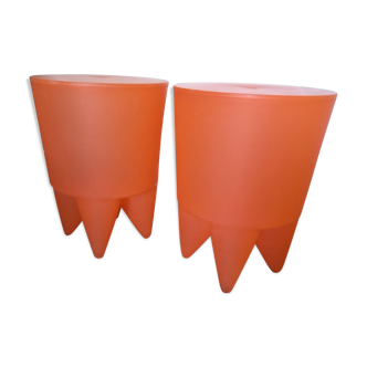 Paire de tabourets Bubu 1er orange par Philippe Starck