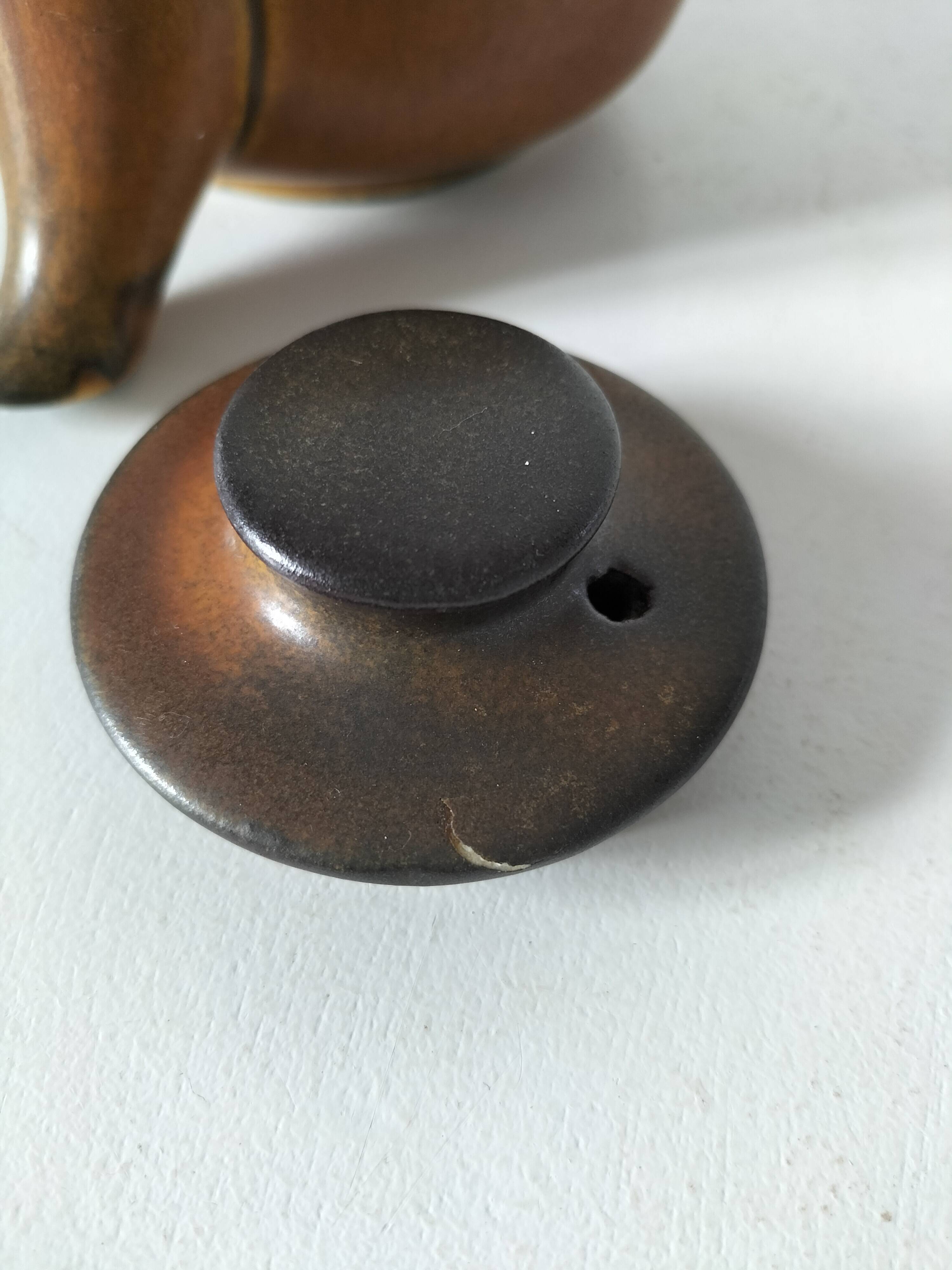 Vintage KW Feuerfest teapot – brown stoneware, 1960s–70s